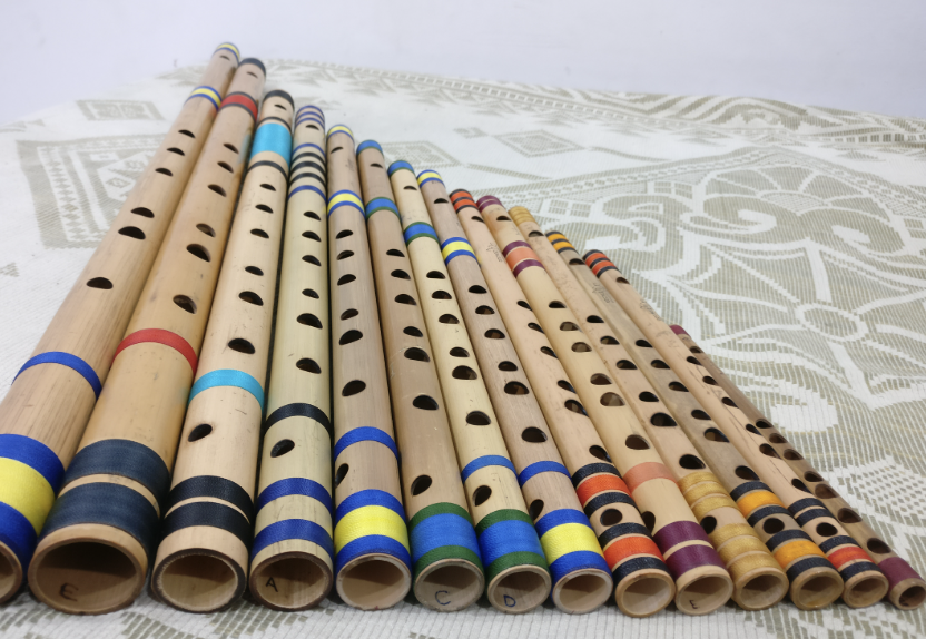A bamboo flute with holes